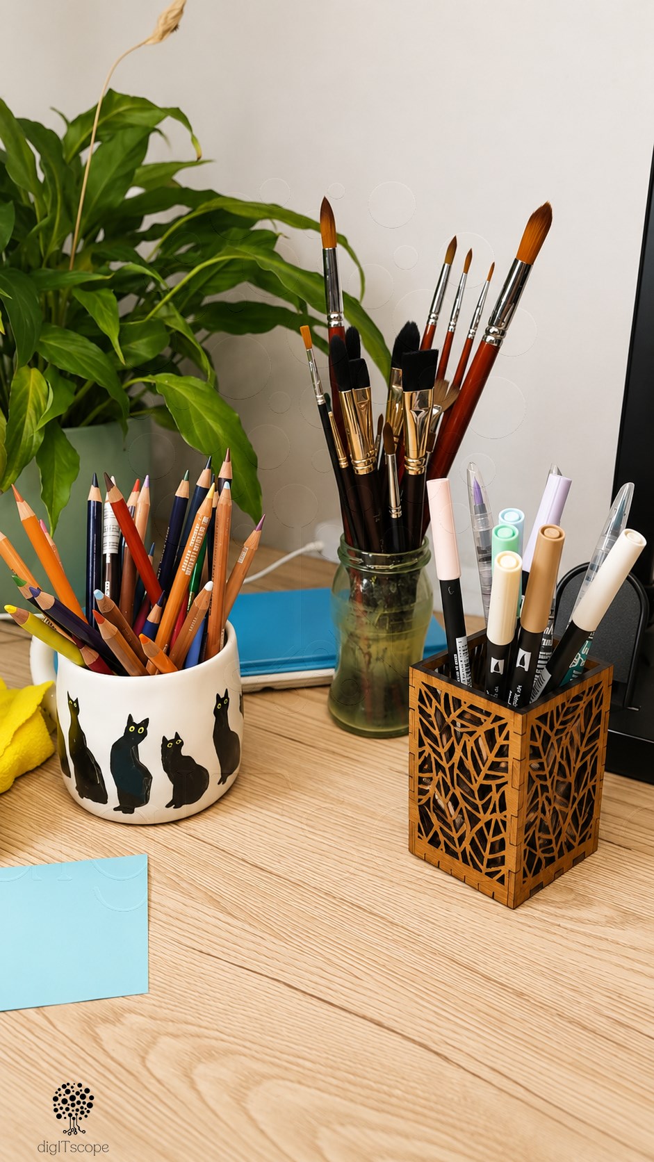 Holz-Stiftehalter - Eichenholz
